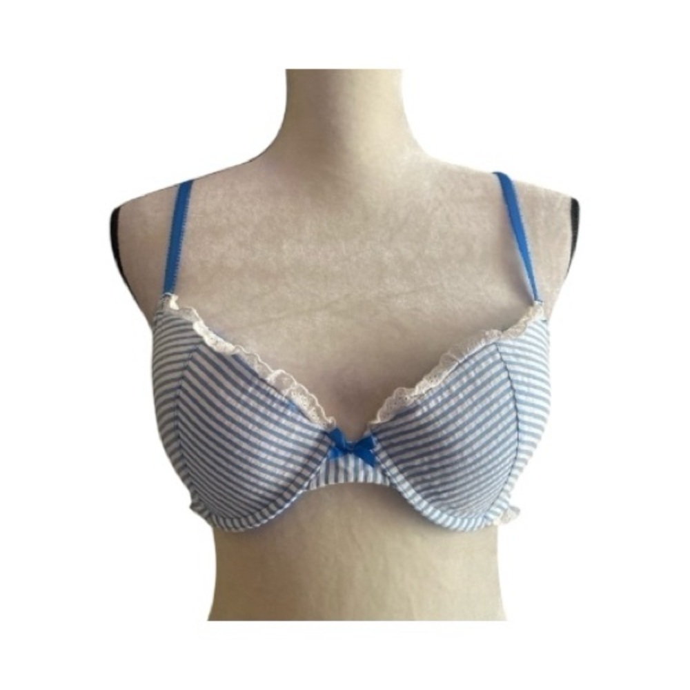 Xhilaration-Blue And White Striped Bra